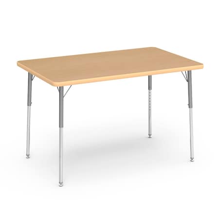 Virco 48 in. W, 30 in. L, 22-30 in. H, Fusion Maple Top / Beige Edge 483048
